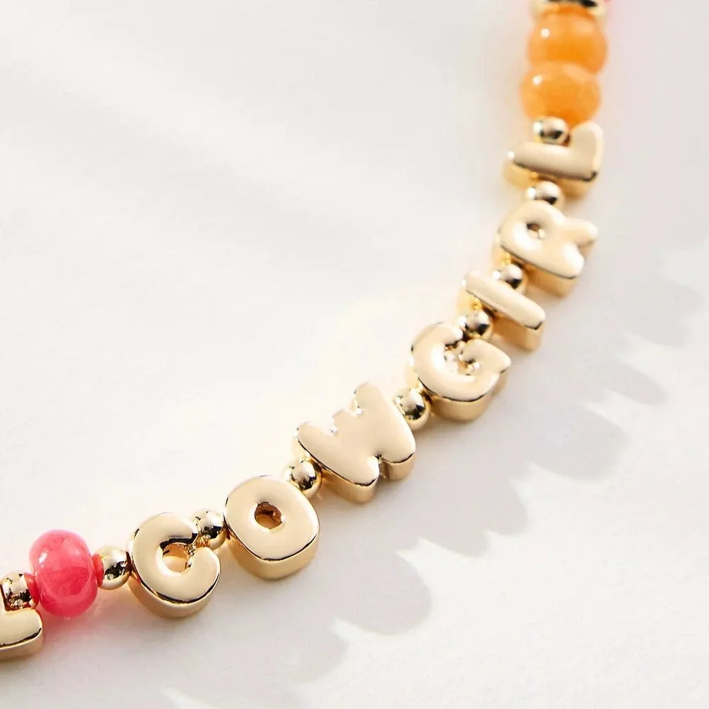 By Anthropologie Beaded‎ Bubble-Letter Necklace - Coastal Cowgirl - NWT